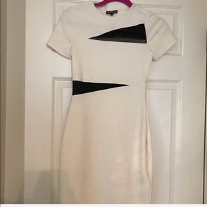 White bodycon short sleeve dress with shear black
